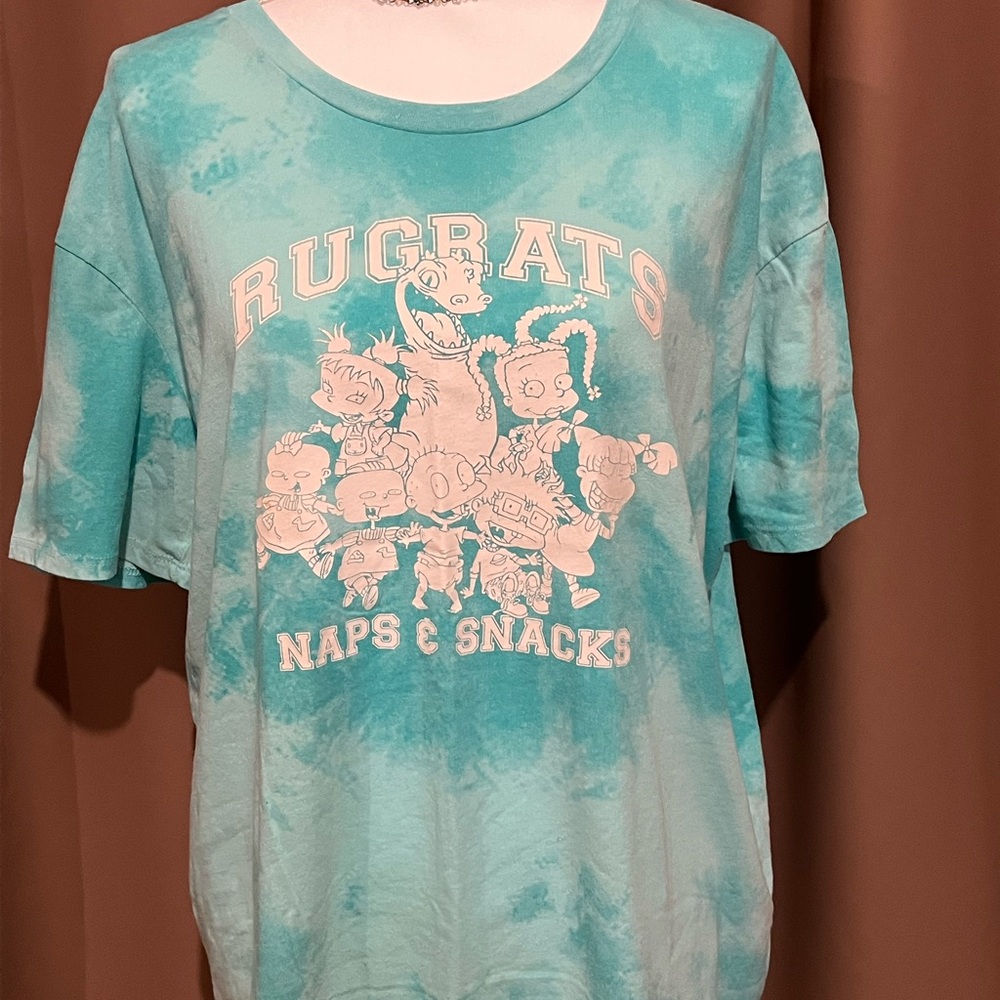 Rugrats "Naps & Snacks" Teal Tie-Dye Graphic Tee